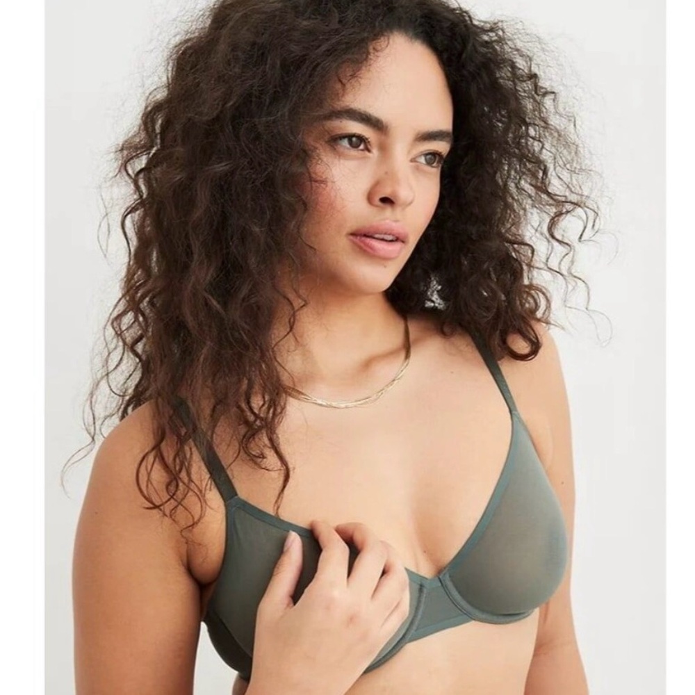 NWT Aerie‎ SMOOTHEZ Mesh Unlined Balconette Full Coverage Bra  Size 32D